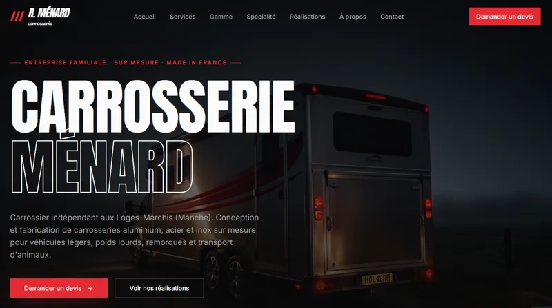 Site carrosserie ménard créé par AA, studio web & conseil