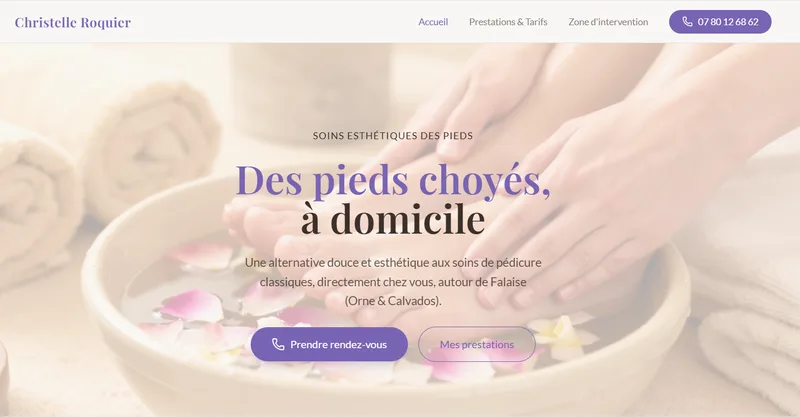 Site soins des pieds créé par AA, studio web & conseil